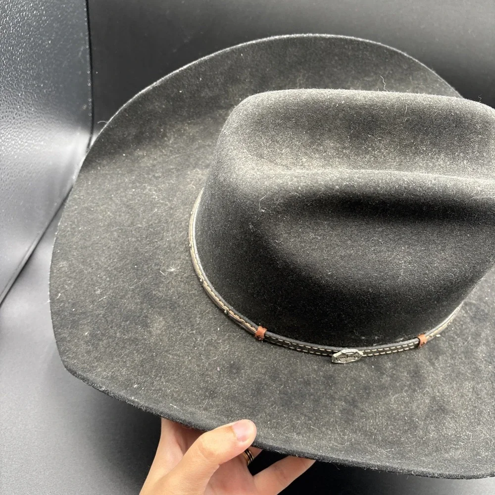 Cavenders 3X Cowboy Collection Black Premium Wool Felt Cowboy Hat Size 7 1/8